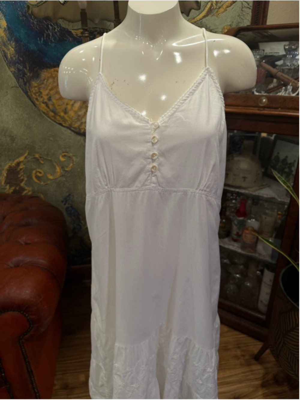 Karina-Highway White 100% Cotton Eyelet Tiered Midi Dress Resort Boho Medium - Picture 4 of 13